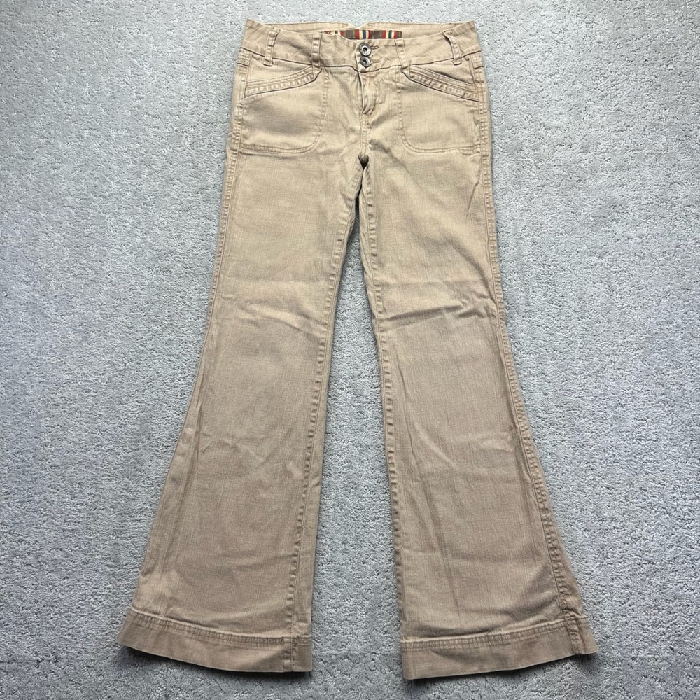 Y2k BeBop Pants Womens Size 9 Khaki Tan Low Rise Flare Leg Casual Streetwear